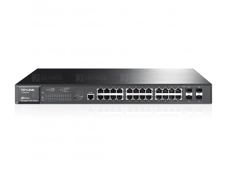JetStream 24-портовый гигабитный управляемый коммутатор PoE+ 2 уровня TL-SG3424P с 4 комбинированными SFP-слотами