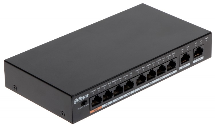 DH-PFS3010-8ET-96 Коммутатор неуправляемый с 8 портами 10/100 Base-T и питанием Hi-PoE до 96Вт