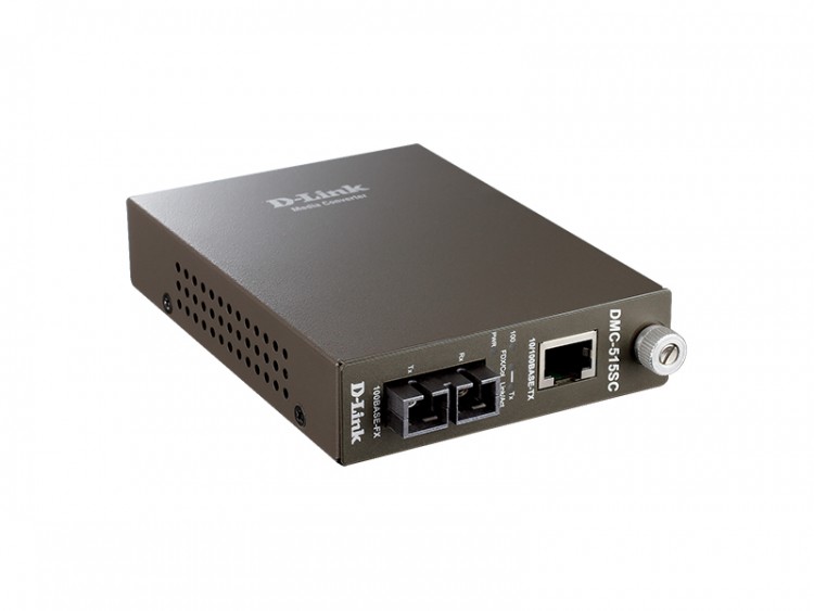 DL-DMC-515SC/D7A Медиаконвертер с 1 портом 10/100Base-TX и 1 портом 100Base-FX с разъемом SC для одномодового оптического кабеля (до 15 км)