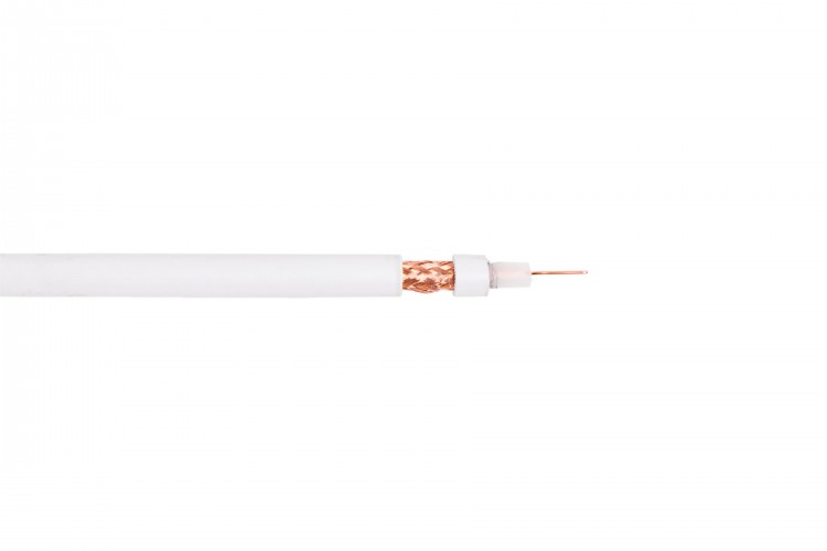Кабель коаксиальный RG-59 B/U MIL17 экран 112%, белый, 100 м Eletec