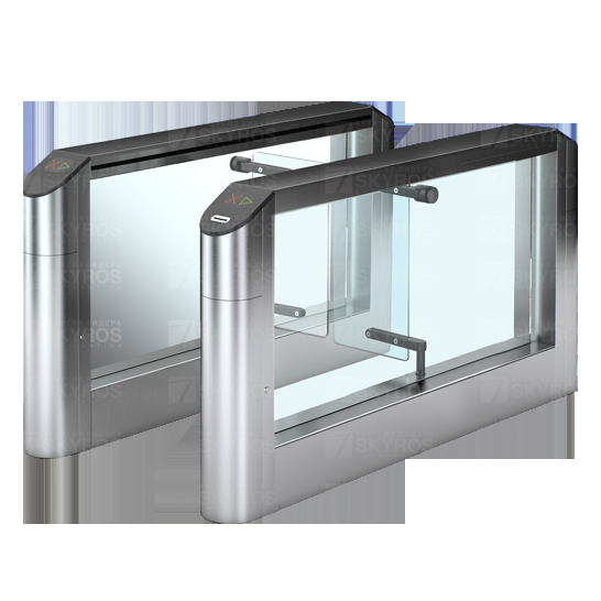 Корпус из шлифованной нерж. стали;пульт д/у ( металлический корпус) с кабелем; дверца стойки с замком -2 шт.; ключи от замка дверцы стойки - 4 шт; 1 стекл. стенка; 1 стекл. дверца с электроприводом; датчик прохода на вход/выход - 2 шт. Крайний элемент турникета Praktika-t-06 -ширина прохода 660 мм