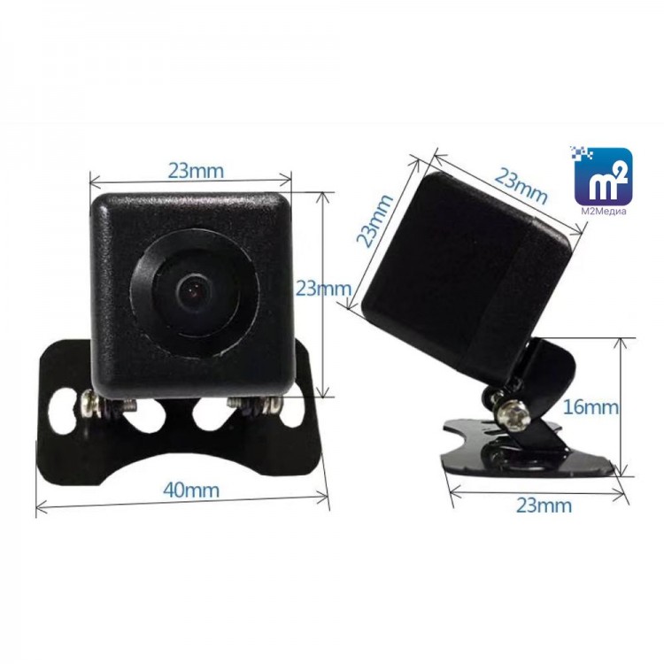 Квадратная микро камера водонепроницаемая, пластиковый корпус, черный цвет. Разрешение Full HD (1080p). Угол обзора 120°, функция Starlight Видеокамера курсовая ''М2Медиа-AHD'' (front micro")