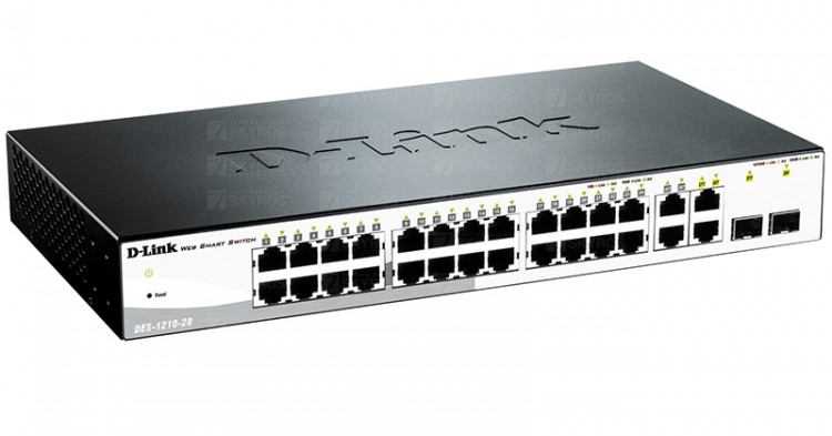 DL-DES-1210-28/C1A Коммутатор управляемый WebSmart с 24 портами 10/100Base-T и Uplink 2 портами 10/100/1000Base-T, 1 комбо-портом 1000BASE-T/X SFP