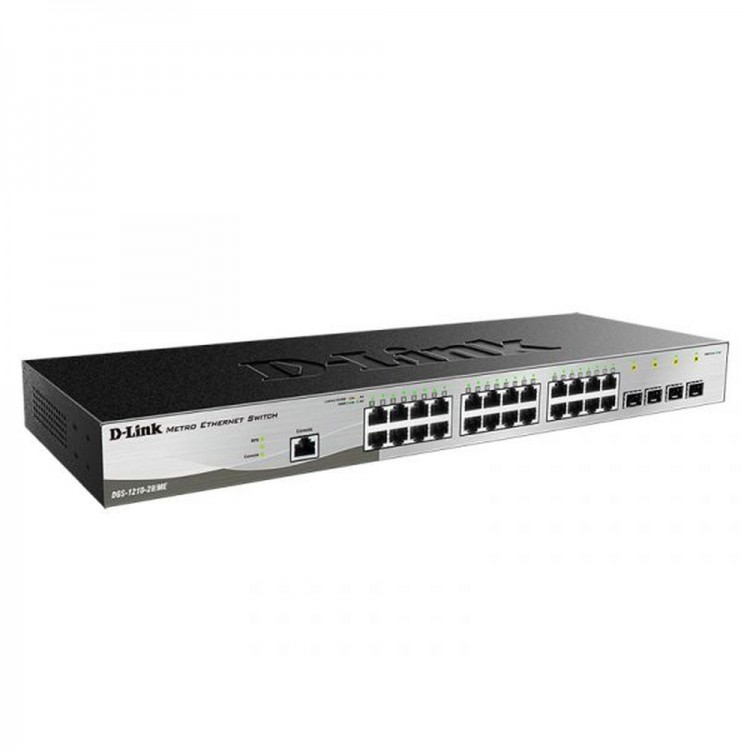 DL-DGS-1210-28/ME/A2B Управляемый L2 коммутатор с 24 портами 10/100/1000Base-T и 4 портами 1000Base-X SFP