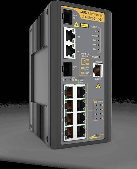 AT-IS230-10GP-80 Коммутатор управляемый в промышленном исполнении с 8 портами 10/100/1000 Base-T и питанием PoE+ до 120Вт
