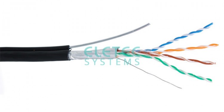 Кабель FTP 5E Eletec 4x2xAWG24 наружный с тросом, 305 м, медь