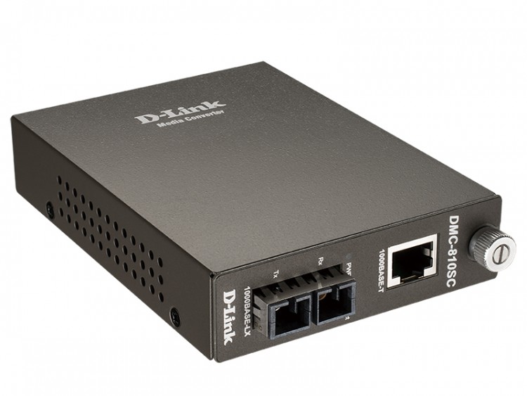 DL-DMC-810SC/B9A Медиаконвертер с 1 портом 1000Base-T и 1 портом 1000Base-LX с разъемом SC для одномодового оптического кабеля (до 10 км)