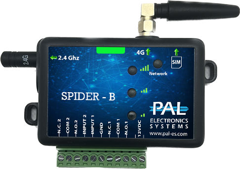 PAL-ES SM/Bluetooth-модуль для ворот и шлагбаума SPIDER-B, 28000 пользователей, 2 управляющих реле. Открытие через звонок и мобильное приложение. Совместим с любыми шлагбаумами и воротами. GSM/Bluetooth-модуль для ворот и шлагбаума SPIDER-B