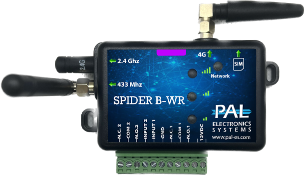 SPIDER-B-WR GSM/Bluetooth-модуль для ворот и шлагбаума, 28000 пользователей, 2 реле, 2 входа. Управление через звонок, моб. приложение и некопируемые пульты.