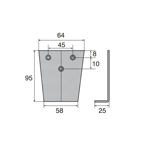 ASSA ABLOY DCA154--EV1 (A154) Пластина для паралельного крепления рычажной (стандартной ) тяги L190/191/197/199, серебро